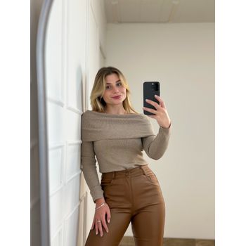 Blusa Modal Ombro a Ombro Bege