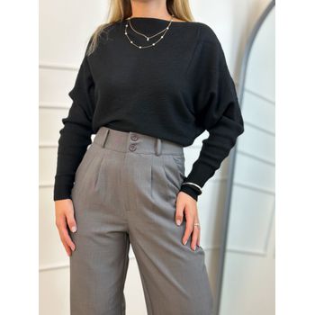 Calça Pantalona Alfaiataria Cinza