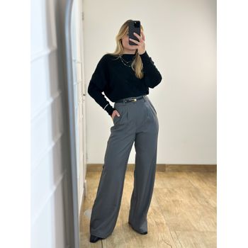 Calça Pantalona Alfaiataria Cinza