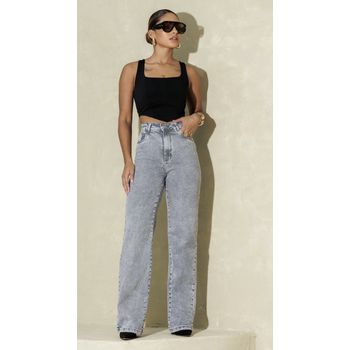 Calça Jeans Wide Leg Estonada