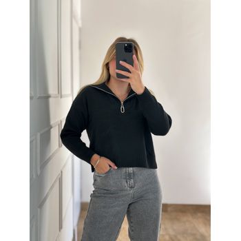Blusa Modal Zíper Preta