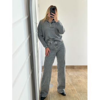 Blusa Modal Zíper Cinza