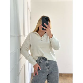 Blusa Modal Zíper Off White