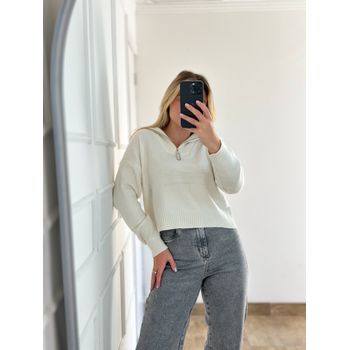 Blusa Modal Zíper Off White