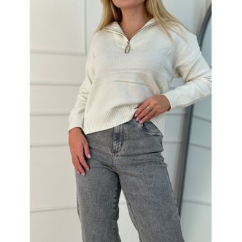 Blusa Modal Zíper Off White