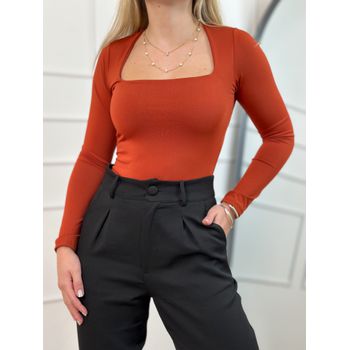 Body Liza Manga Longa Terracota