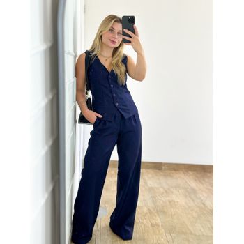 Conjunto Alfaiataria Calça e Colete Azul Marinho