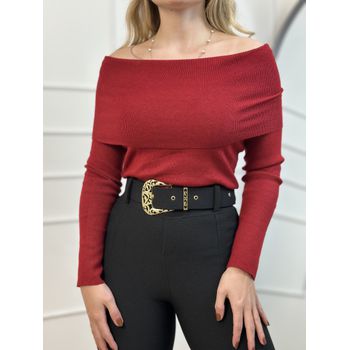 Blusa Modal Ombro a Ombro Cereja