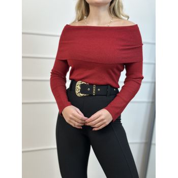 Blusa Modal Ombro a Ombro Cereja