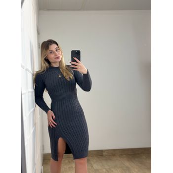 Vestido Modal Trançado Chumbo