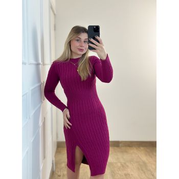 Vestido Modal Trançado Fúcsia