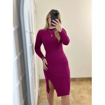 Vestido Modal Trançado Fúcsia