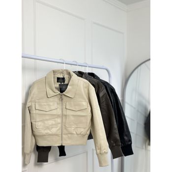 Jaqueta Couro PU Off White