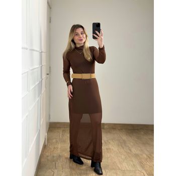 Vestido Tule Marrom