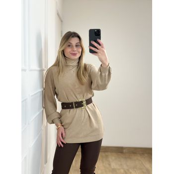Blusa Modal Alongada Bege