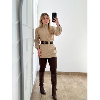Blusa Modal Alongada Bege