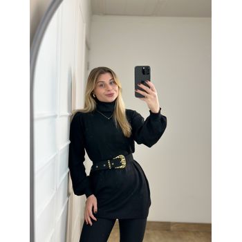 Blusa Modal Alongada Preta