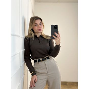 Blusa Modal Polo Marrom Café