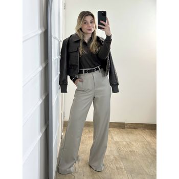 Calça Pantalona Alfaiataria Bege