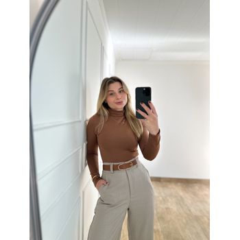 Calça Pantalona Alfaiataria Bege