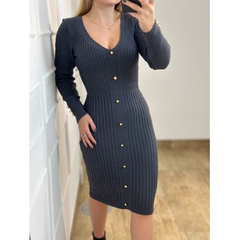 Vestido Modal Botões Chumbo