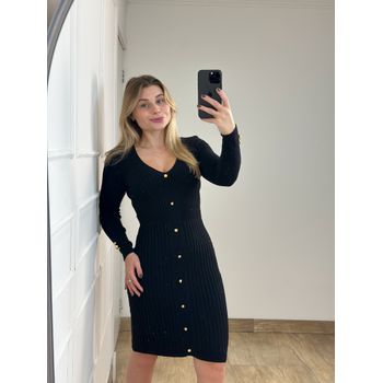 Vestido Modal Botões Preto