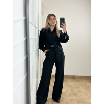 Conjunto Alfaiataria Calça e Camisa Preto