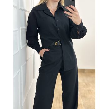 Conjunto Alfaiataria Calça e Camisa Preto