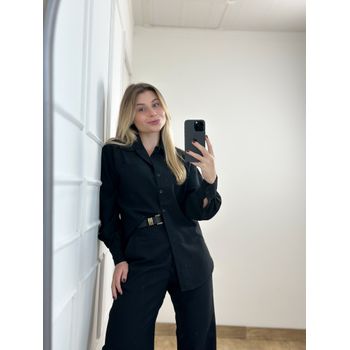 Conjunto Alfaiataria Calça e Camisa Preto