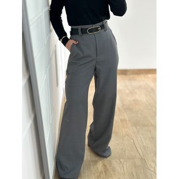 Calça Pantalona Alfaiataria Cinza