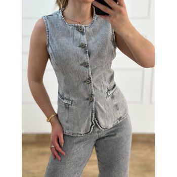 Calça jeans Wide Leg Cinza