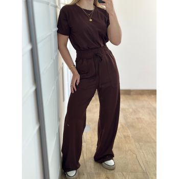 Conjunto Moletinho Calça e Blusa Marrom Café