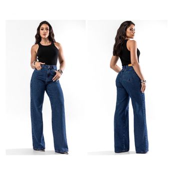 Calça Jeans Wide Leg Escura