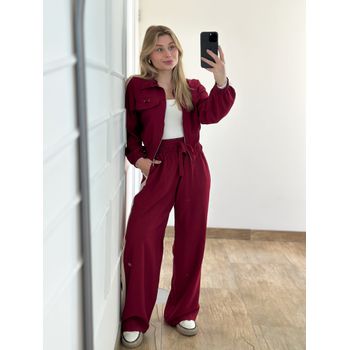 Conjunto Calça e Casaco Vinho