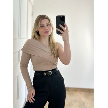 Body Uma Manga Bege