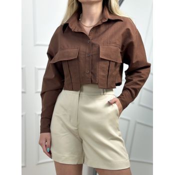 Camisa Cropped Marrom
