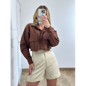 Camisa Cropped Marrom