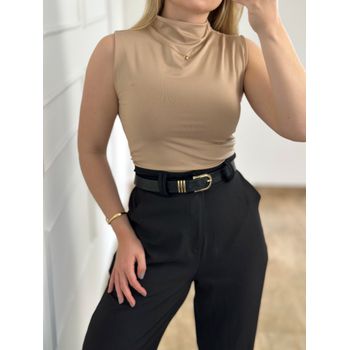 Blusa Poliamida Drapeada Lateral Nude