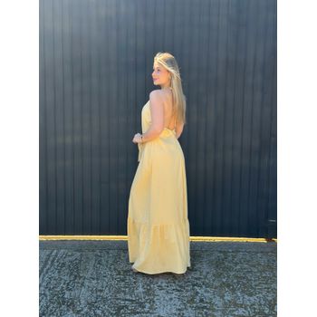 Vestido Linho Amarelo Manteiga