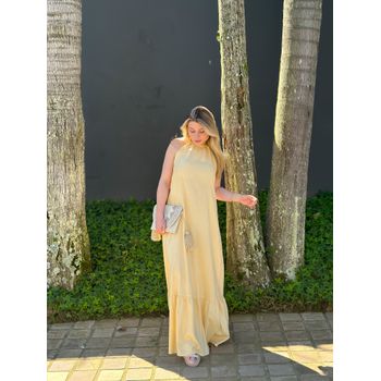 Vestido Linho Amarelo Manteiga