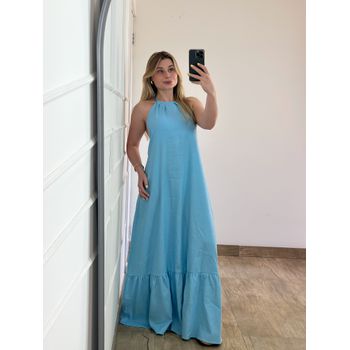Vestido Linho Azul