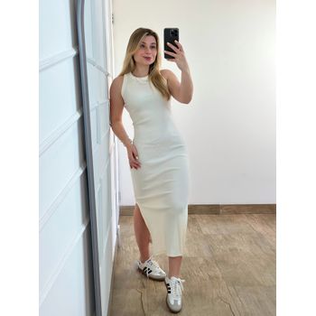 Vestido Ribana Regata Longo Off White