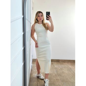 Vestido Ribana Regata Longo Off White