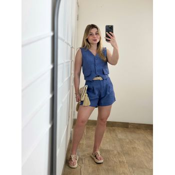 Conjunto Short e Colete Azul
