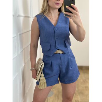 Conjunto Short e Colete Azul