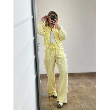 Conjunto Calça e Casaco Amarelo Manteiga