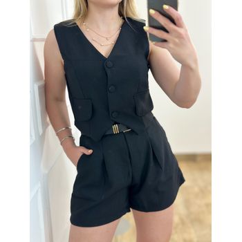 Conjunto Short e Colete Preto