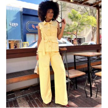 Conjunto Alfaiataria Amarelo Manteiga