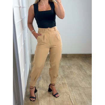 Calça Cenoura Alfaiataria Bege