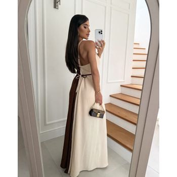 Vestido Duo Marrom e Bege